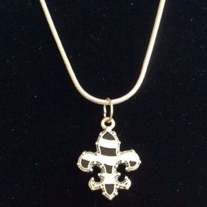 Silver Fleur de Lis Necklace 18" Nola Saints